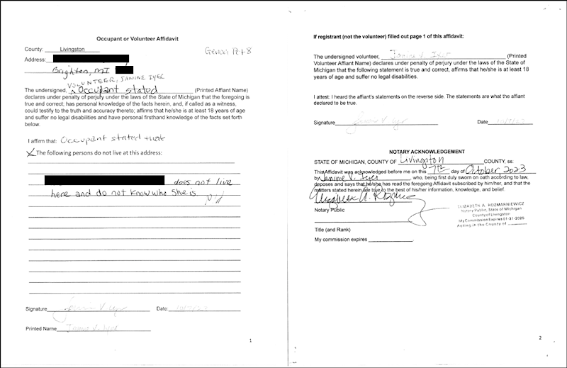 MFE Affidavit Form Examples