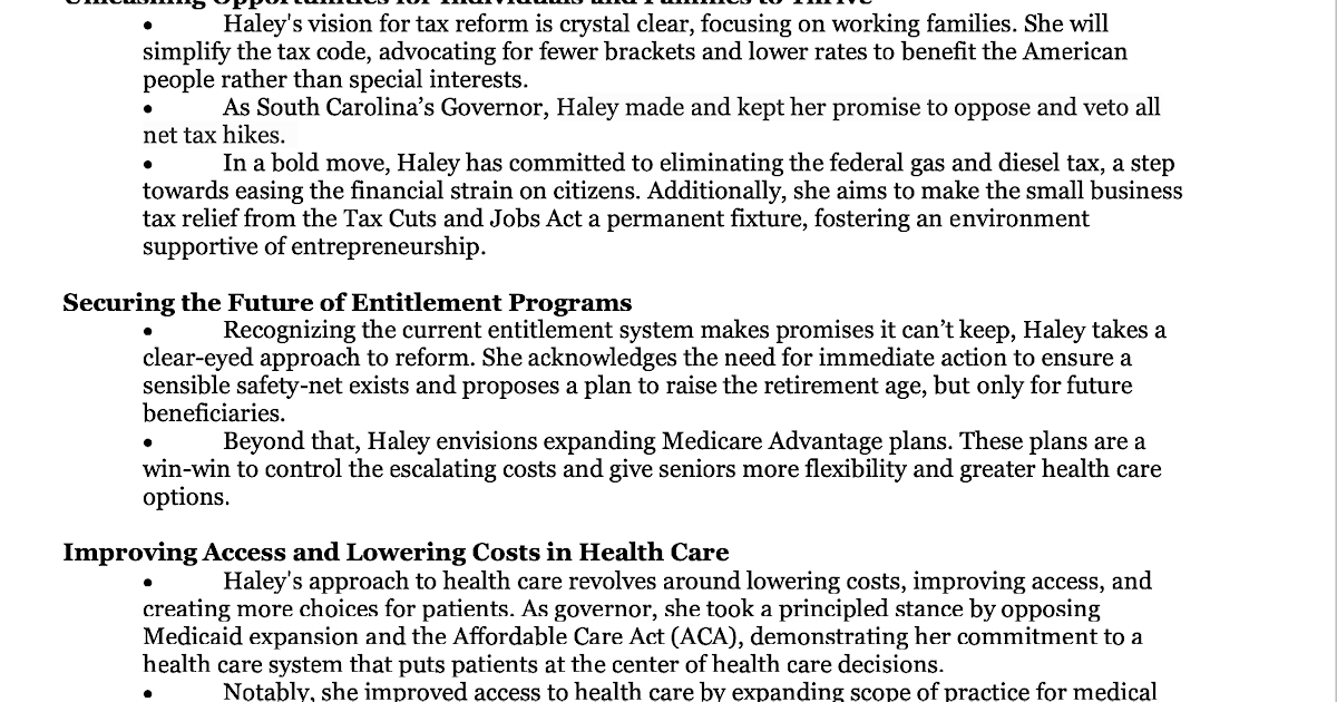 Documented | AFP Action Overview of Nikki Haley's Policy Positions